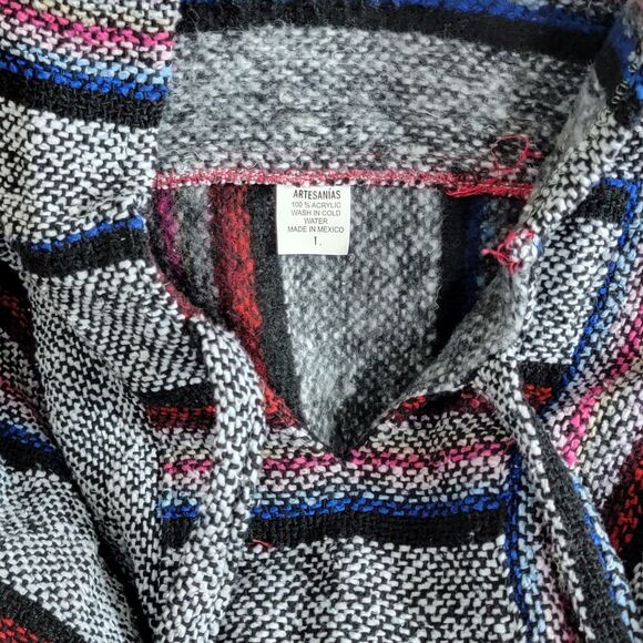 Artesanias Hoodie Mens L Striped Baja California Surfer Skater Sweater Drug Rug - Picture 9 of 10